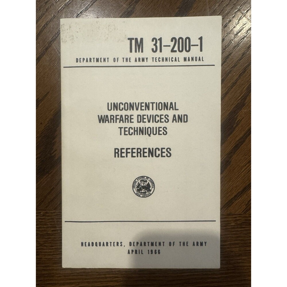 Unconventional Warfare Devices and Techniques Army 1966 Military TM 31-200-1